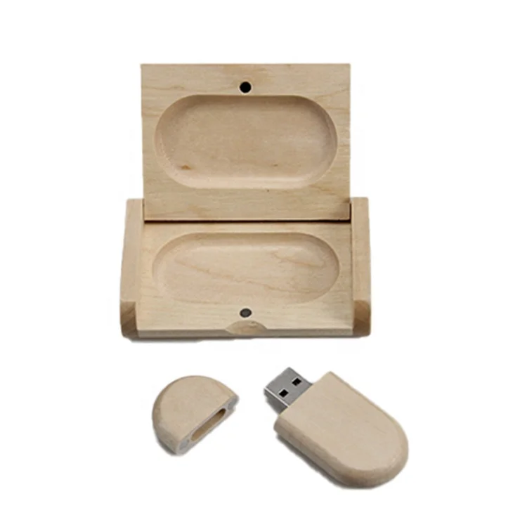Wholesale China factory handmade natural color maple wooden box usb flash drive