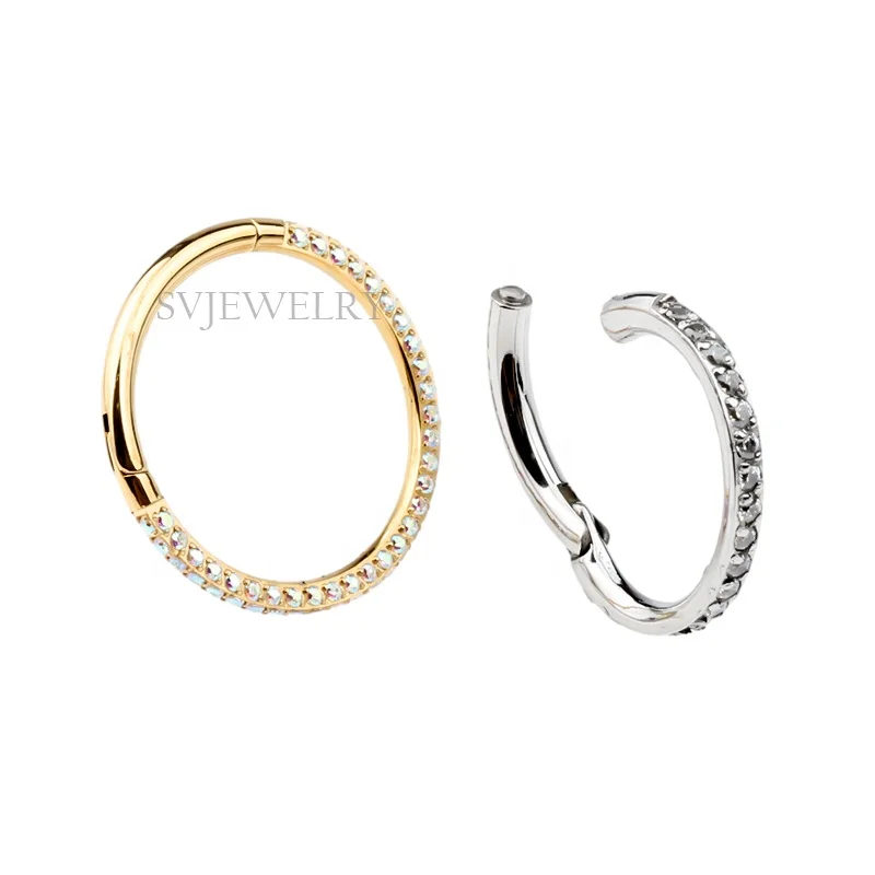 Astm F136 Titanium Piercing Fashion Jewelry Zircon Circle Piercing Zircon Crystal Ring Nose Body Jewelry Nose