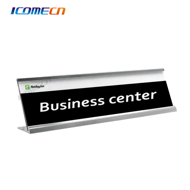 Counter desk label business card sign metal L shape frame sign holder