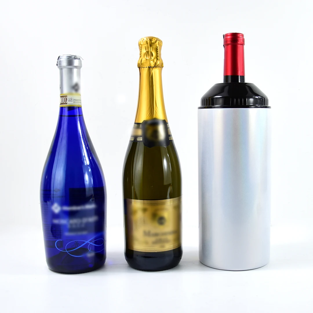 custom 25oz 750ml non slip Stainless Steel shimmer champagne sublimation straight fatty blank red wine bottle cooler insulator