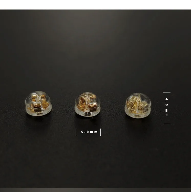 Hypoallergenic 18k Gold Hamburger Shaped Earring Secure Locking Safety Backs for Studs Drop