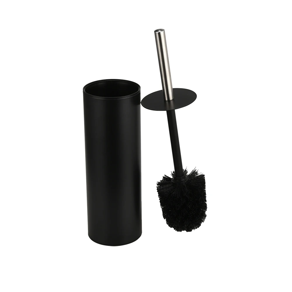 modern design black bathroom standing decorative cleaning toilet brush and holder manufacturer