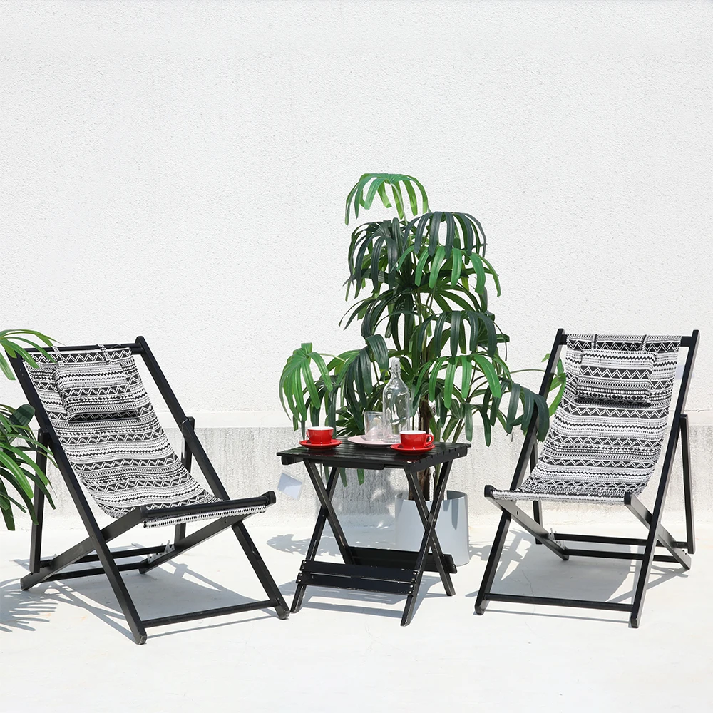 Hot Selling 4-Positon  Waterproof Wooden Folding Beach Chair Lazy Boy Sea Chairs Beach Foldable Wood Beach Chair