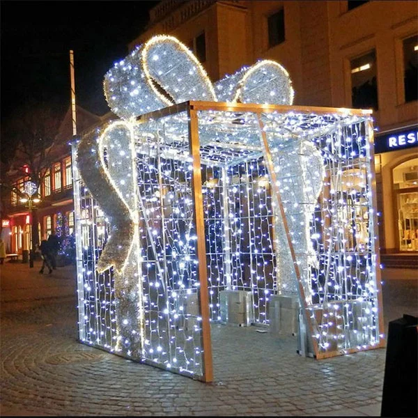 Outdoor Christmas Holiday Landscape Lighting Large LED Christmas Gift Box for Shopping Mall Street Park Holiday Decoration