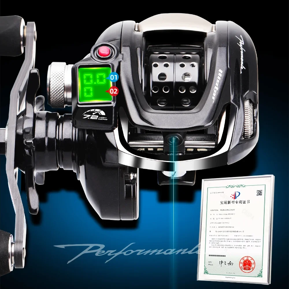 Digital LED BaitCasting 8kg Drag 9+1BB Bait Casting Fishing Reel Water Depth Vertical Measurement Electric Reel Fishing