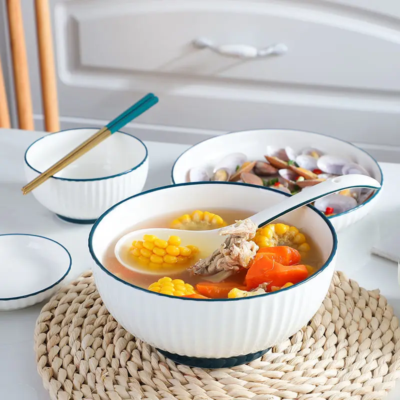 31 pieces Ceramic Dinner Plates Salad Soup  Bowl Plate Dinnerware Bowls Set for Restaurant