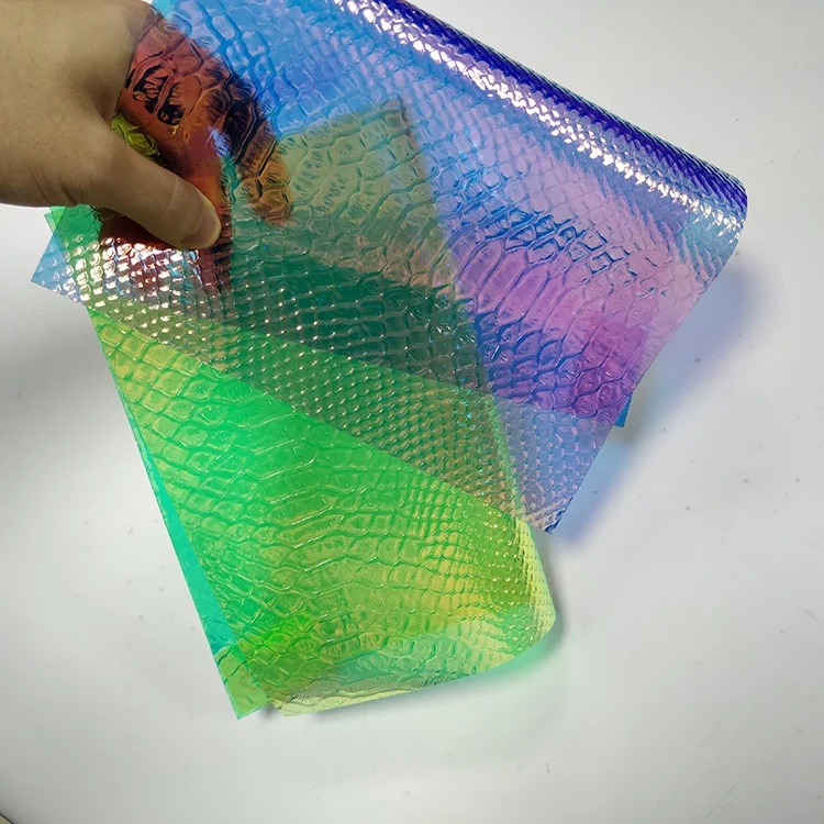 Holographic Embossing Pvc Transparent Dichroic Holographic Lamination Vinyl Roll For Bags DIY Craft