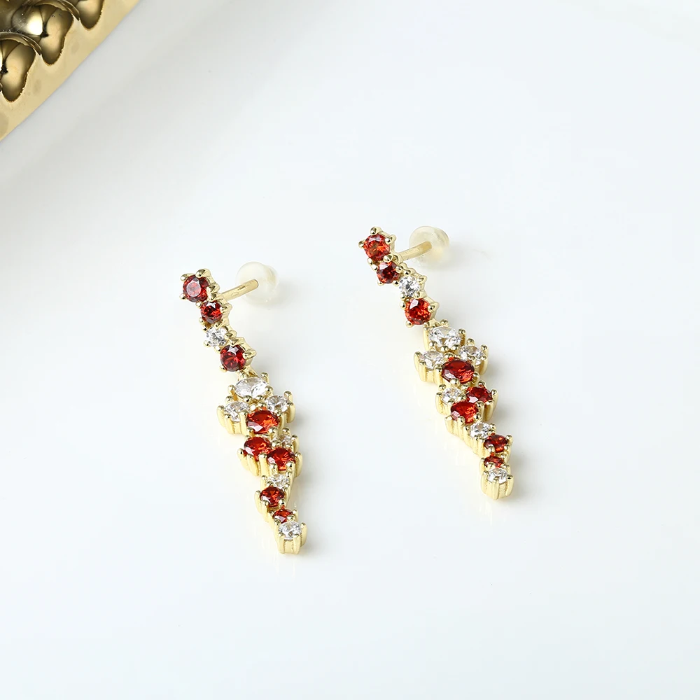 Grace Jewelry Pomegranate Red Zircon Famous Brands Designer Earrings Necklace Jewelry Set for Women