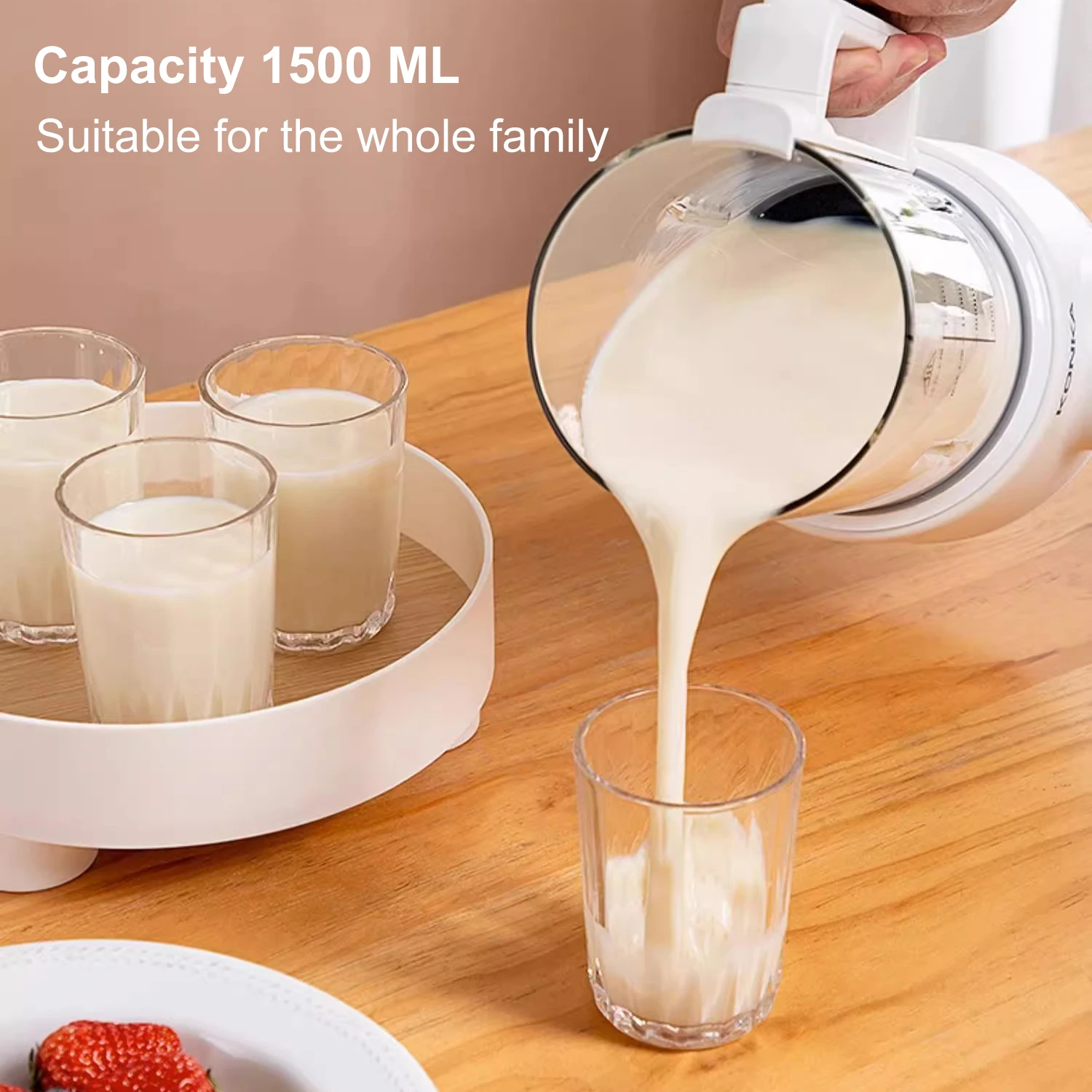 Soy Milk Maker Blender Almond Nut Milk Maker Heat Cook Mixing Glass Maker Processing Wall Breaker Household Soymilk Machine