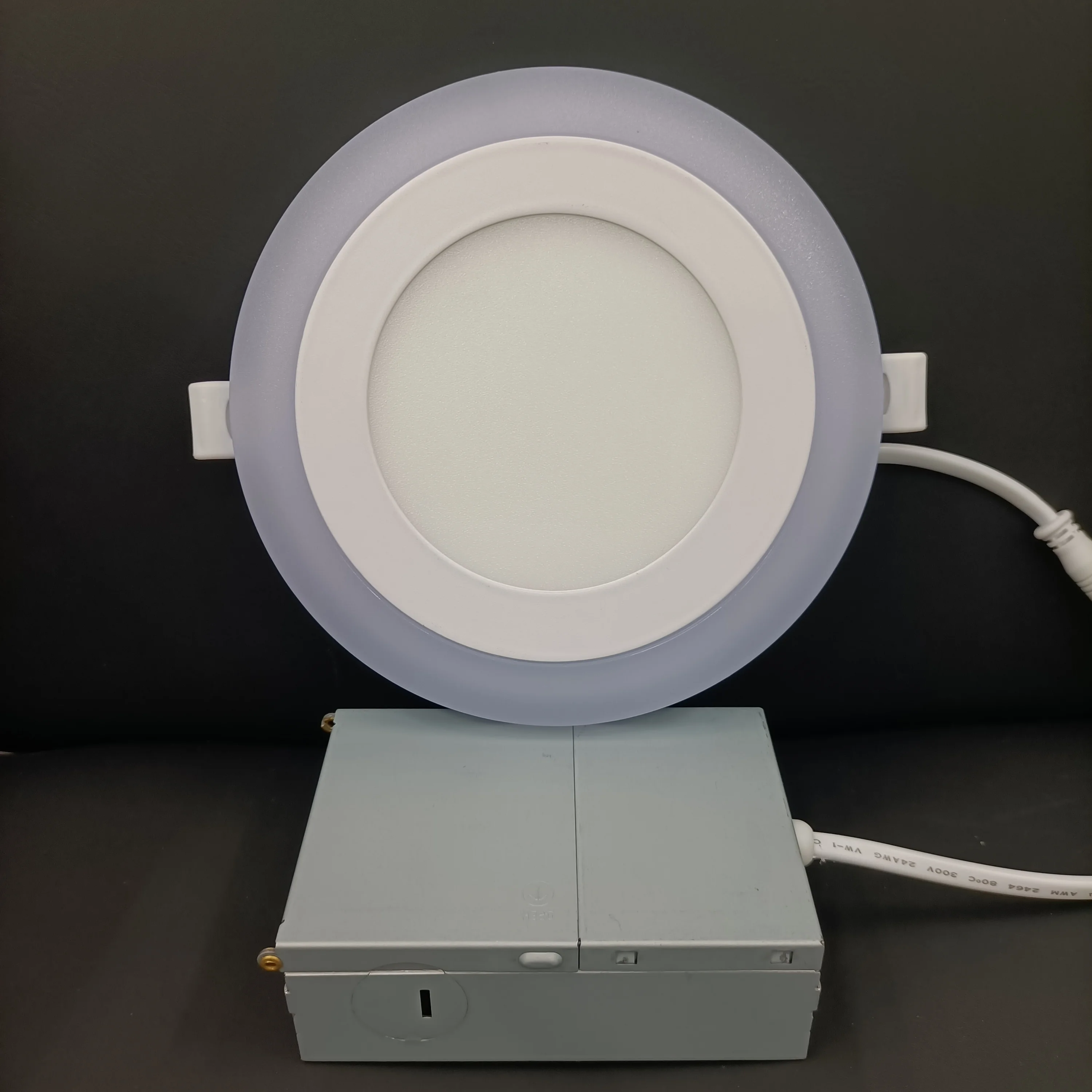 6inch 12+8w led flat light 170mm round 3 mode blue white blue+white ETL ES FCC air tight ic rated dip switch any time cri90 SMD