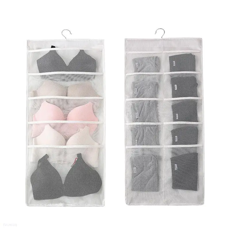 FM fabric wall hanging underwear storage bag socks Household closet double sided wholesale