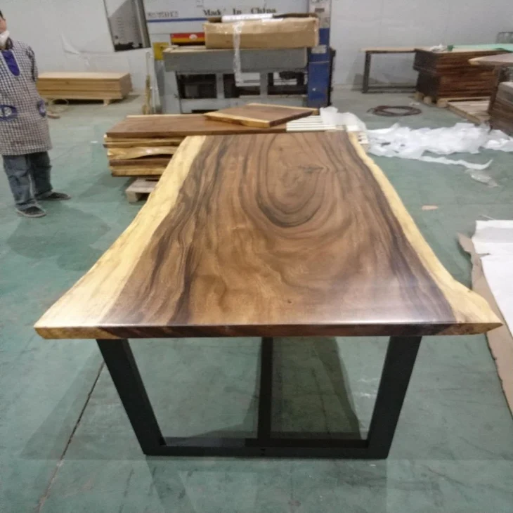 2023 Newest Factory Sell Home Kitchen Furniture Desk End Dining Table 3 Rod With Wholesale Price 100% Solid Wood 100% Solid Wood