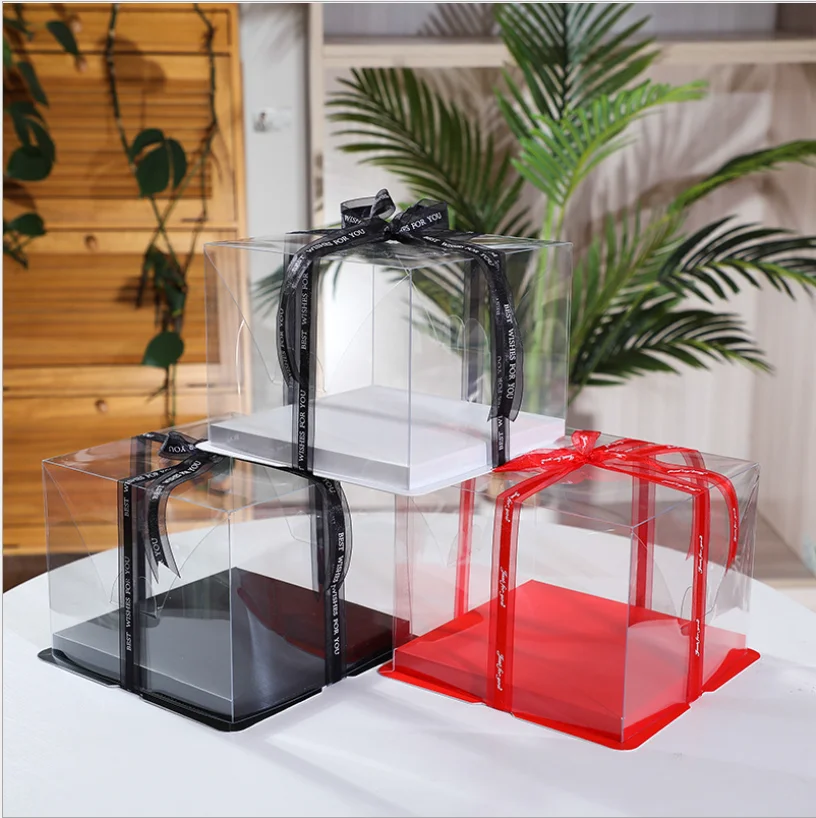 Подарочная ацетатная коробка Cube, прозрачная упаковка для пирожных, критальная прозрачная виниловая коробка из ПВХ, пластиковые коробки