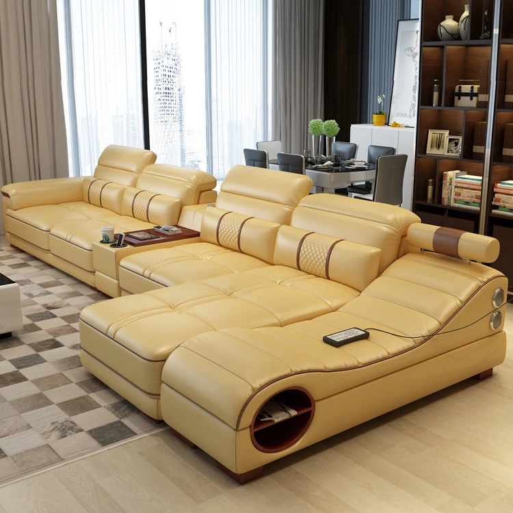 Кресло-уголок из натуральной кожи с USB-музыкальным плеером