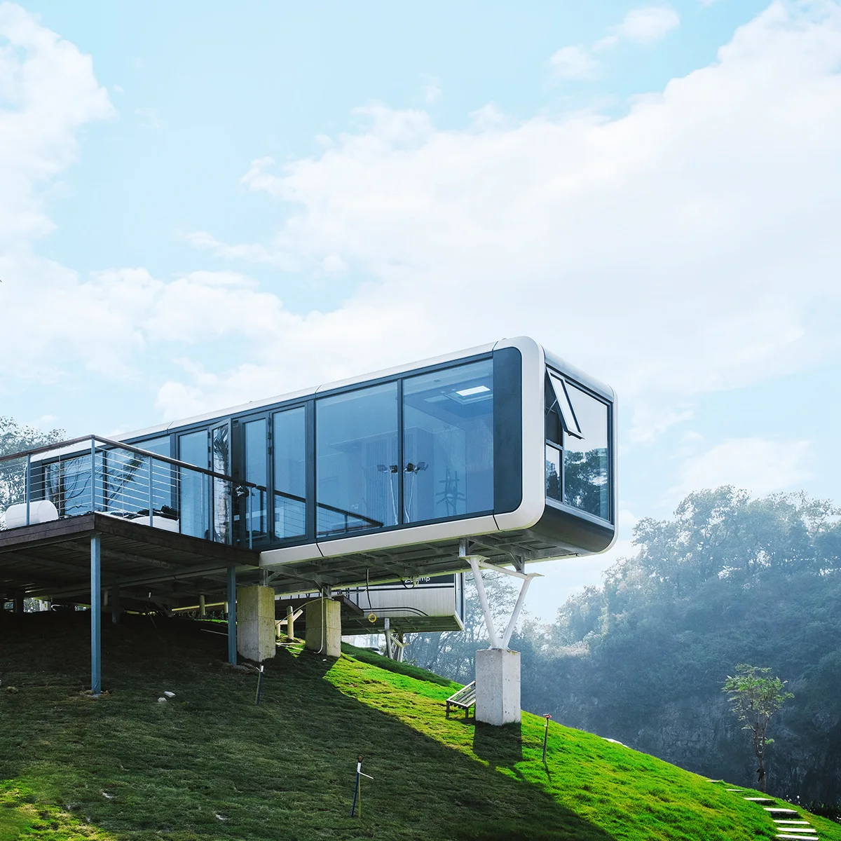 Zcamp A7 Glass Space Capsule Easy Install Prefab House Modern Eco-friendly Prefabricated Mobile Home Luxury Modular Hotel
