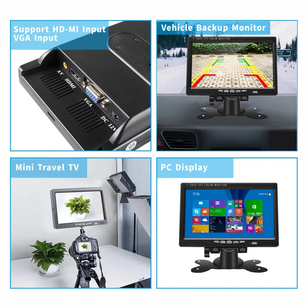 Portable Speaker LCD Screen Small Size 10 Inch LED Desktop Computer Monitor BNC Car TV Widescreen 10.1inch VGA HD-MI Monitor