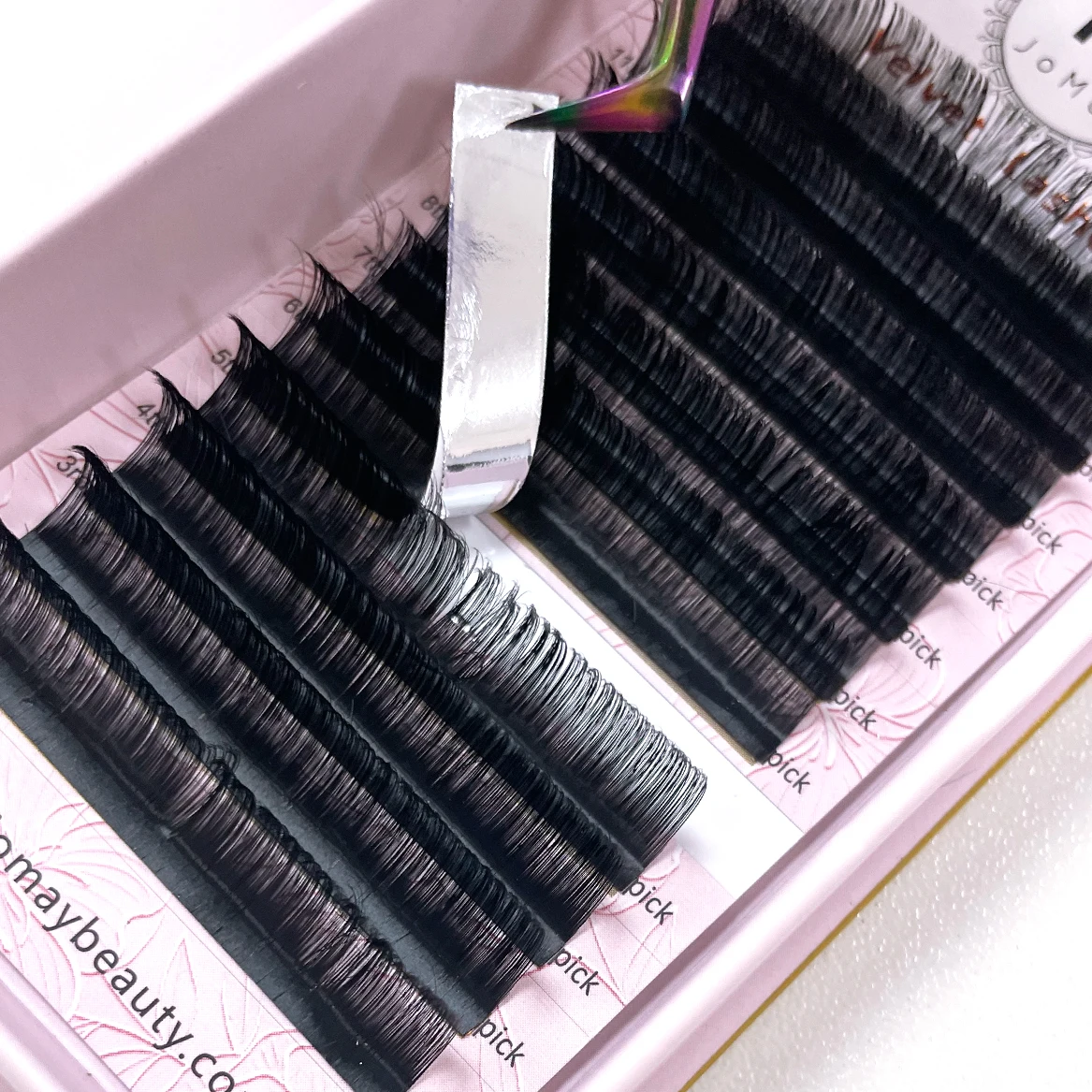 Jomay material lashes extension trays volume mink wholesale siberian private label classic 20mm eyelash extensions fans