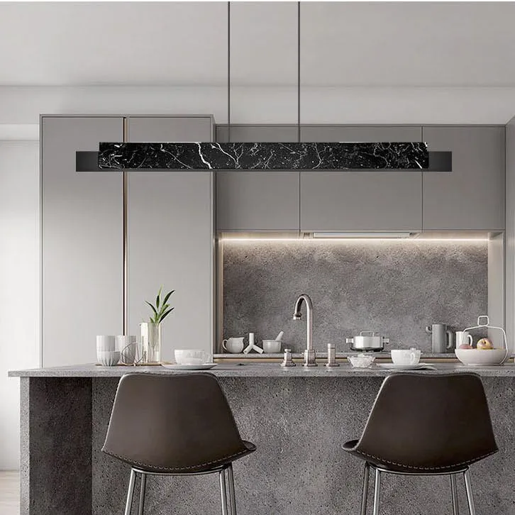 Simig lighting Italian Designer Nordic modern artistic decor black marble long strip dining bar chandelier