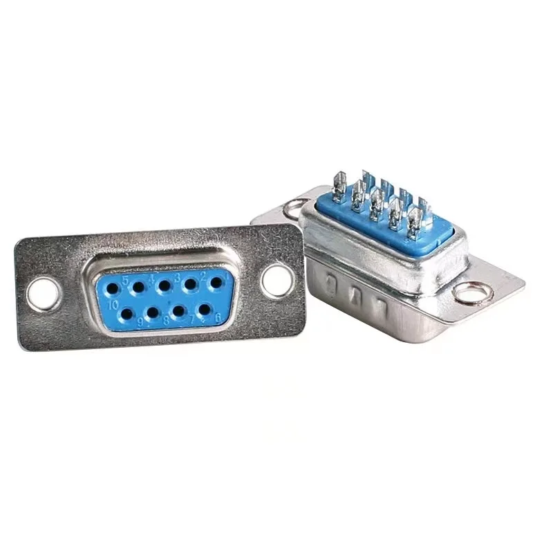 DB9 male female solder wire serial connector D-sub solder socket blue glue simple