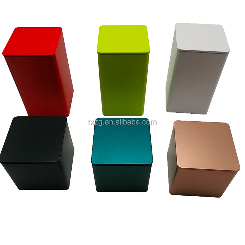 luxury food tea packaging metal tin can box/black square tea container tin/golden tea candy jar tin can