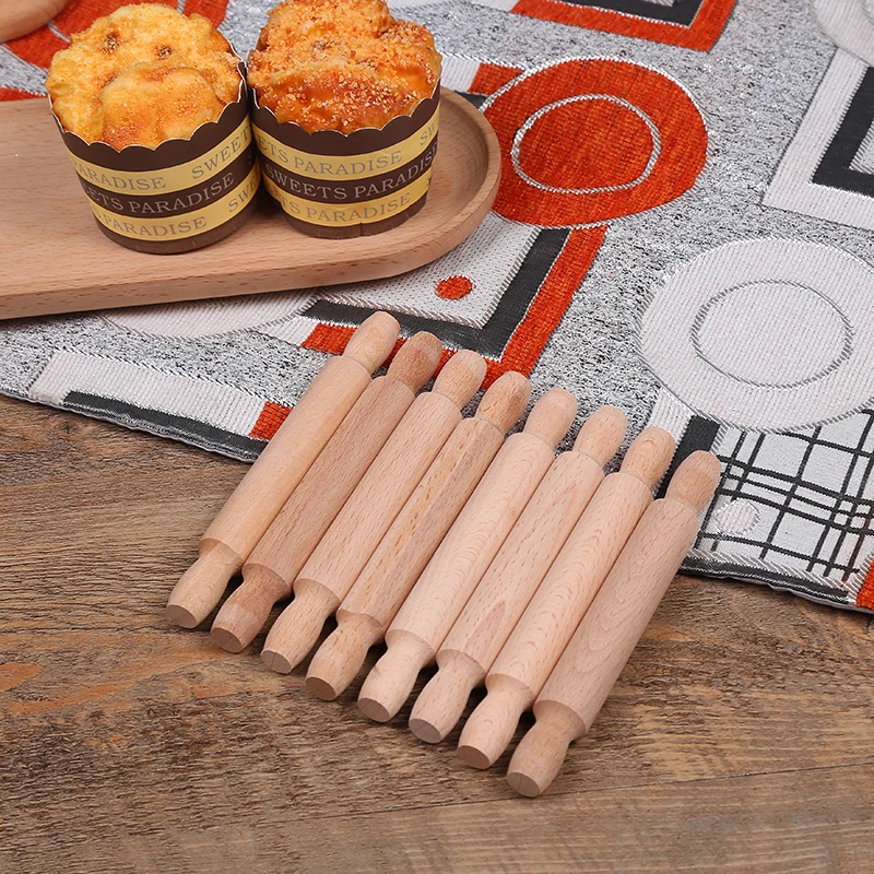 Armazon 14cm Mud Roller Pottery Tools Rolling Pin With Handle Happy Wooden Kitchen Toy Set