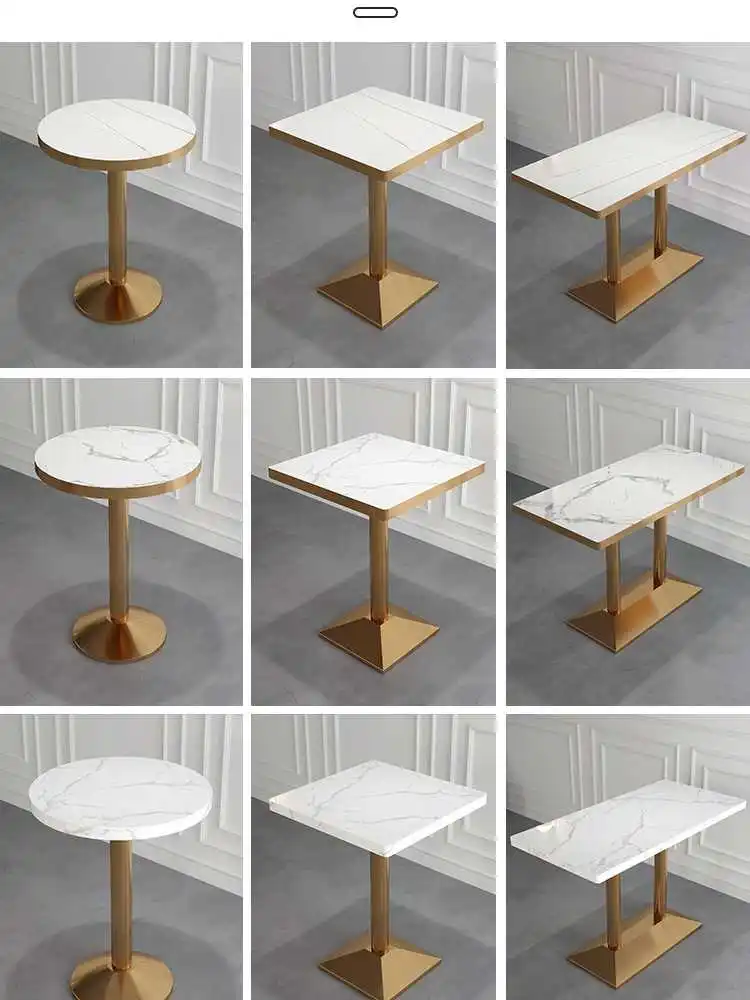 Оптовая продажа по лучшей цене роскошный мраморный рабочий стол кофейня столы для кафе обеденный из нержавеющей стали мебель ресторана на продажу