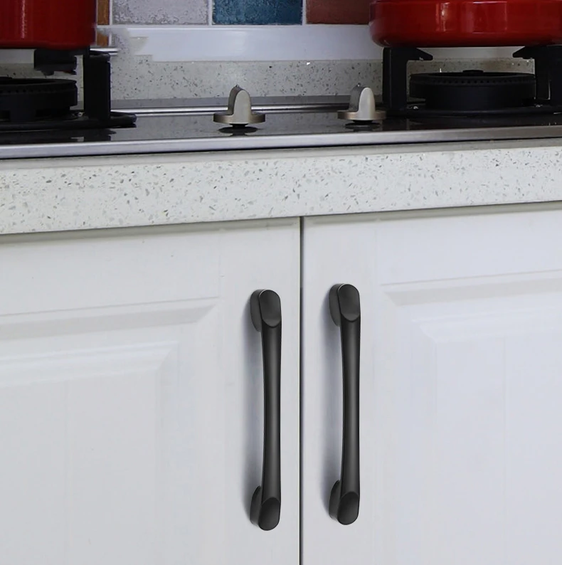 WEKIS Nordic Zinc Alloy Square Furniture Hardware Matte Black Wardrobe Dresser Cabinet Handles Flat Black Door Pulls Handles