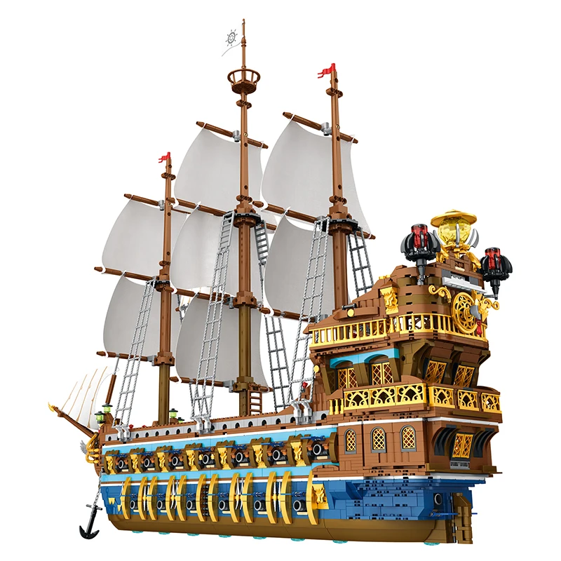 REOBRIX 66011 Creative Expert Ideas Ship Royal Sunshine Pirates Ship Blocks Moc Bricks Model Building Blocks Movie Toys