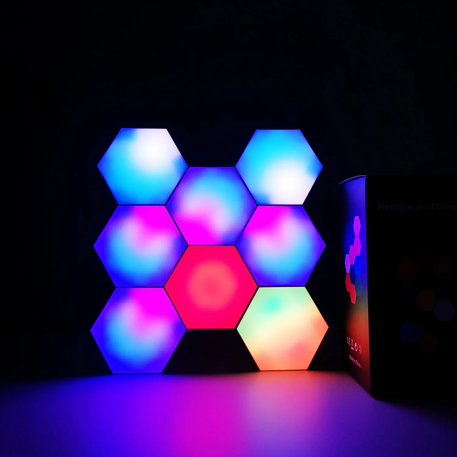 Amazon hot creative new led quantum lamp hexagon wifi-controlled night light Hexagon Lights sync with music light for decoration