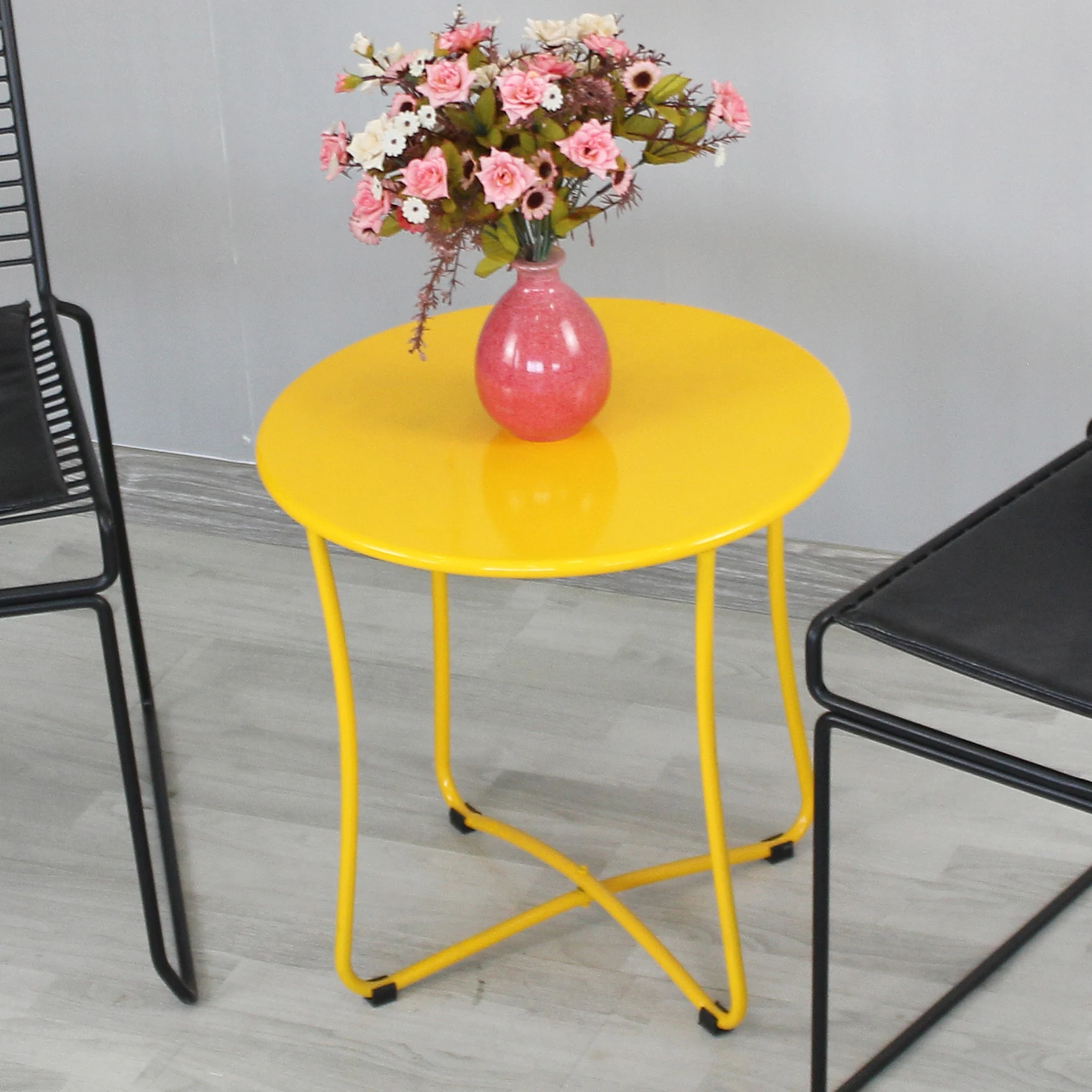 2022 fashionable hot Modern living room cross leg metal coffee Table with round surface