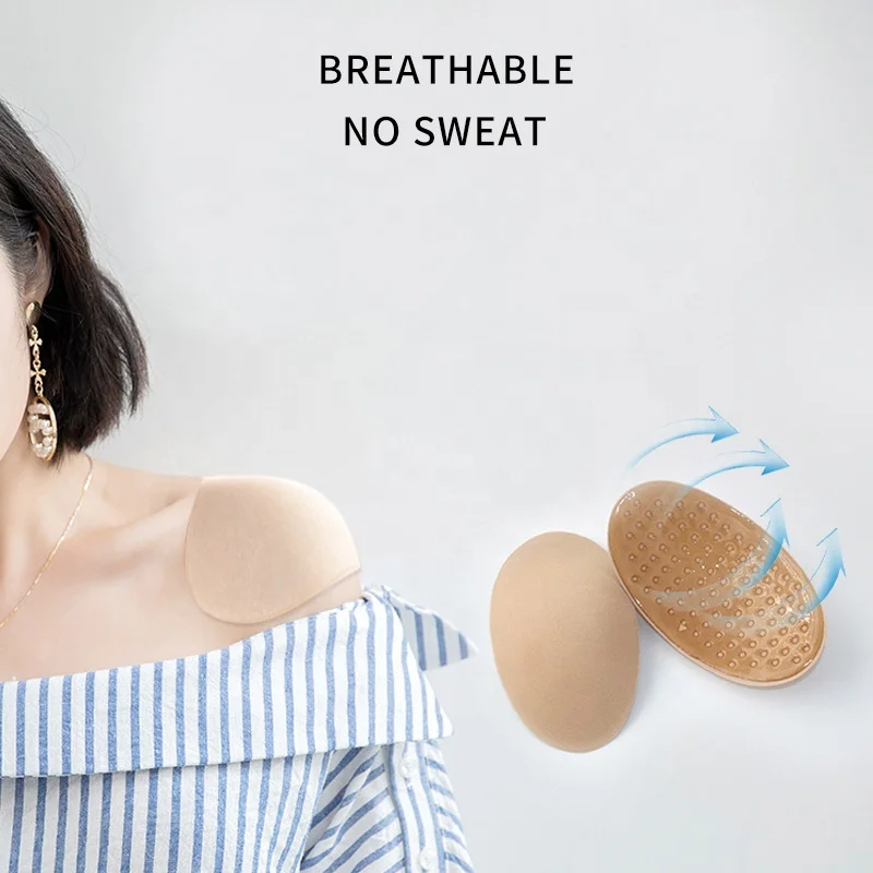 One Pair Silicone waterproof invisible shoulder pads Reusable Self Adhesive Shoulder pads 2 colors for women