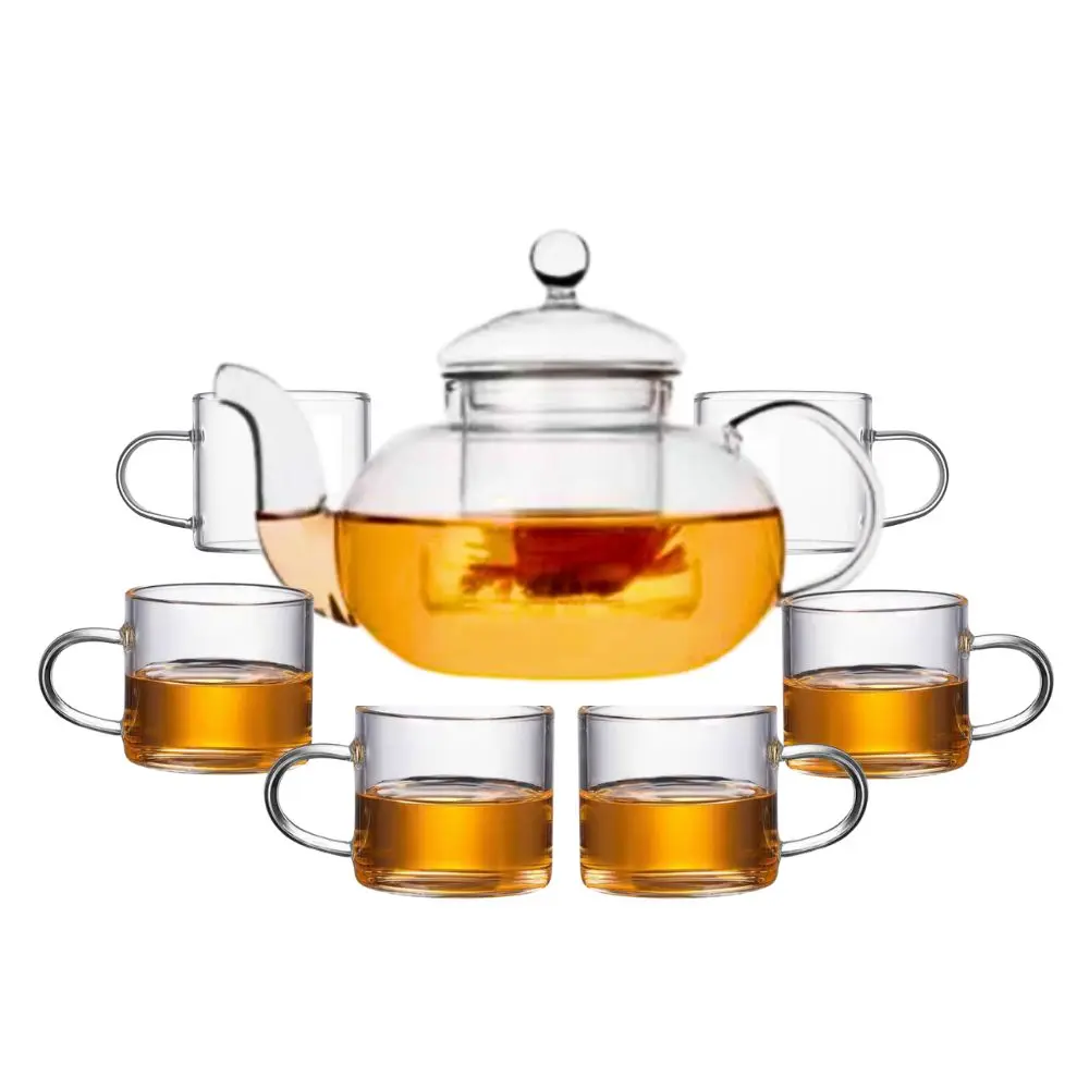 Wholesale Household Glass Straight Cup Hand-Made High Temperature Resistant 400ml Capacity Teapot Set