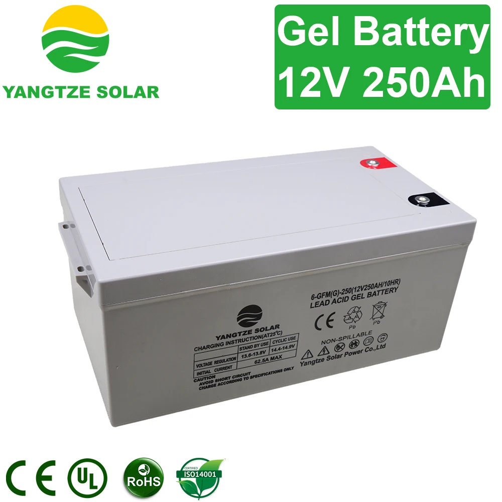Yangtze 250ah 12v deep cycle gel  battery solar for power storage