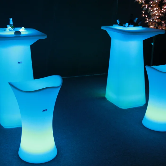 Led Ice Bucket Table And Light Up Double Sofa Set Nightclub Ktv Party End Table Modern Colorful Led Bar Furniture With Led Light