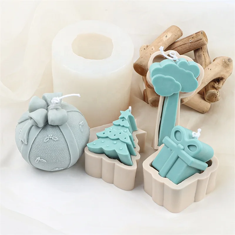 Diy Handmade Candle Mould Christmas Tree Gift Box Candle Mold Concrete Soap Mold Silicone Mold Christmas Home Decor