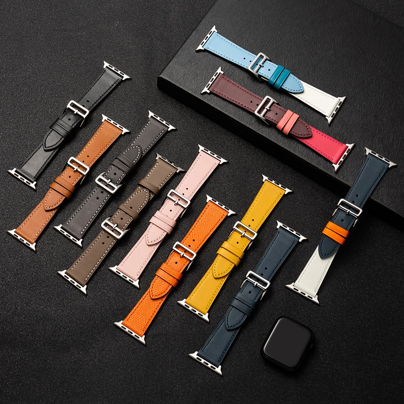 Applicable for  apple 38 40 41 mm 42 44 45 mm Genuine leather strap for iwatch SE 7 6 5 4 3 2 1 head Genuine leather strap