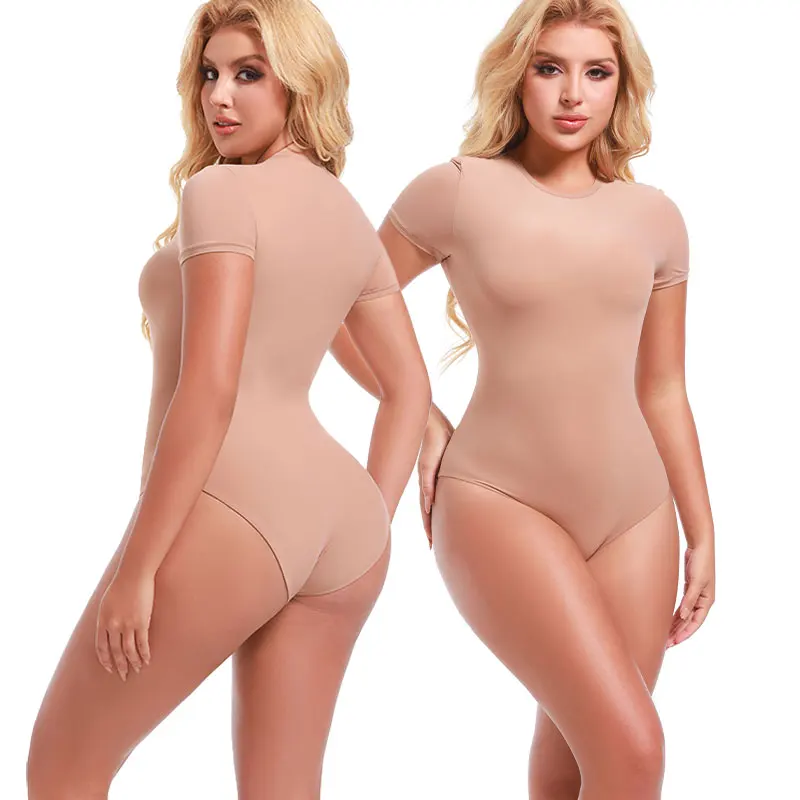 Оптовая продажа, Женский цельный костюм с круглым вырезом, футболка с коротким рукавом, топы, стильные боди, топы для женщин