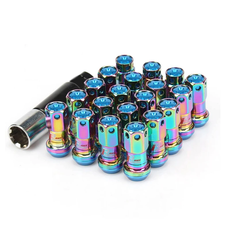 R40 Racing Tuner M12 x 1.5 Red / Gunmetal JDM Extended Dust Steel Lug Nuts