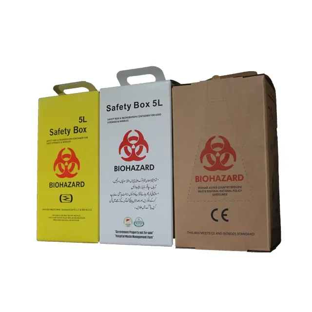 5L Paper Sharp Container Disposable Biohazard Safety Box Medical Waste Bin For Used Syringes & Needles