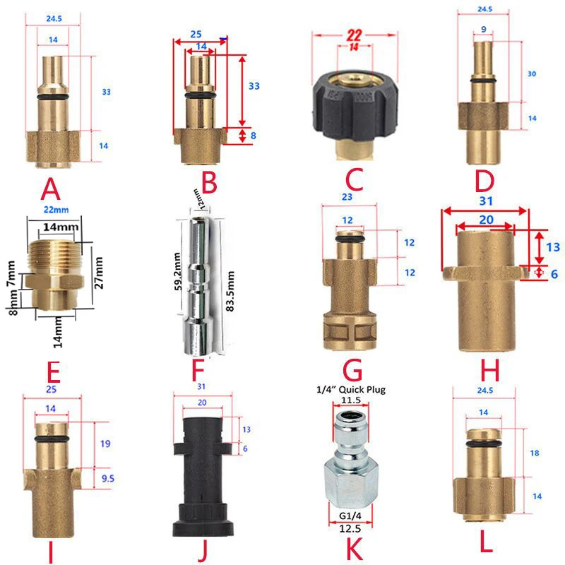 Pressure Washer Gun Lance Bayonet Connector Snow Foam Lance Nozzle Adapter Foam Cannon Soap Gun Adapter Fitting