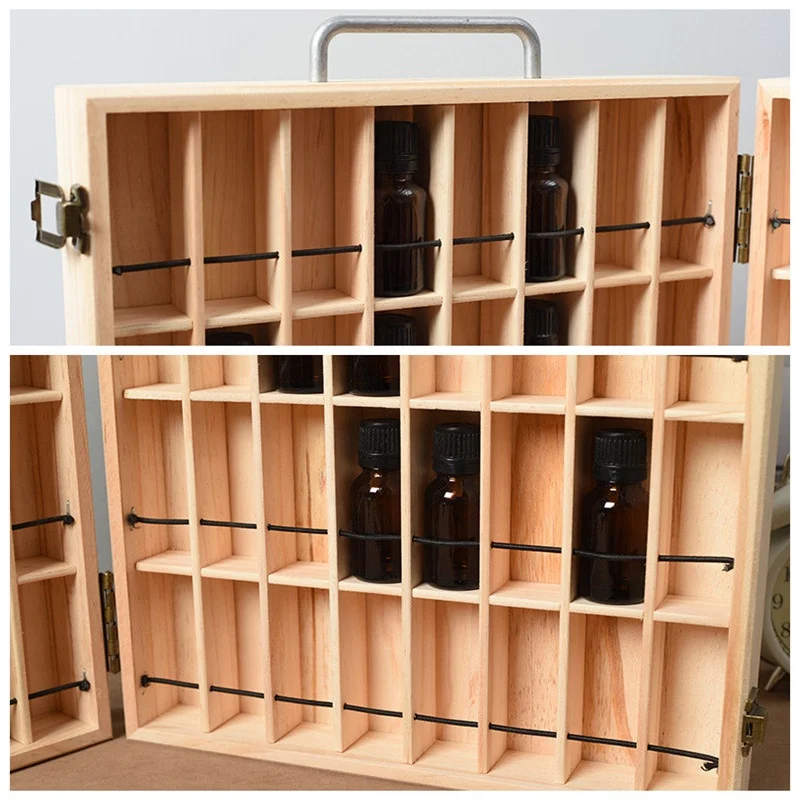 Wooden Essential Oil Box Nail Polish Aromatherapy Oils Display Holds Storage Case for Presentations Gift