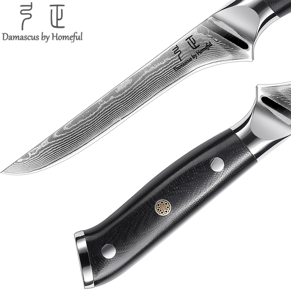 Japanese VG10 Steel Fishing Fillet and Boning Knife 6 Inches Damascus Blade for Kitchen Use