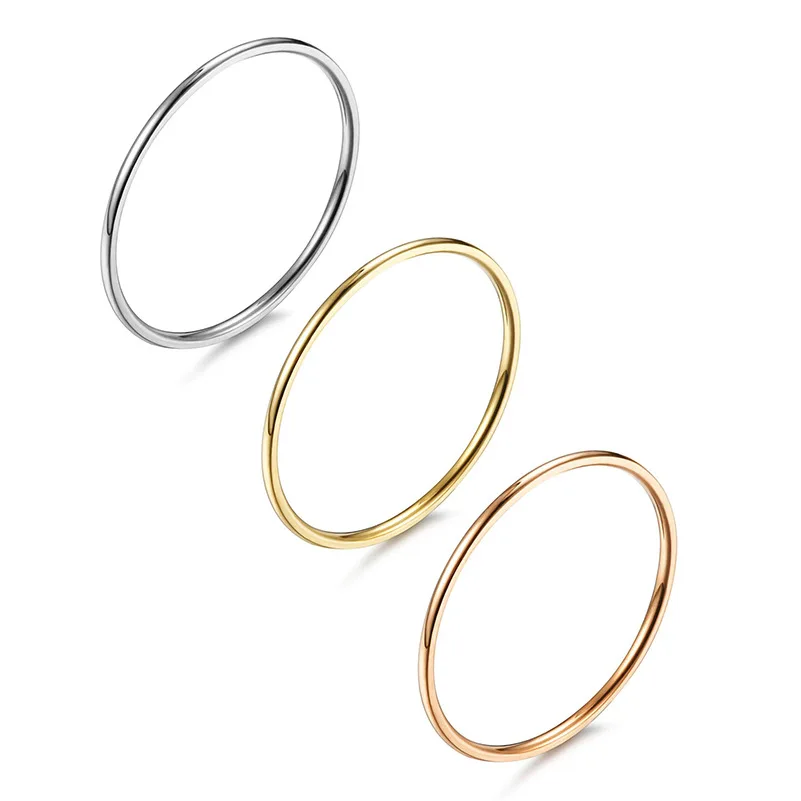 Wholesale 2023 Fashion Stackable Thin Band Knuckle Finger Stacking Plain Ring Gold Rings for Women