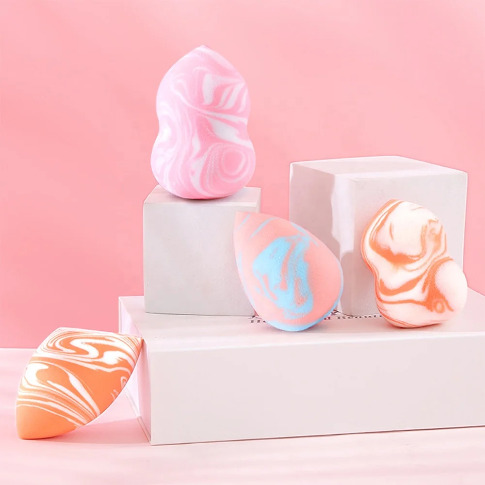 Wholesale Super Soft Vegan Marble Beauty Egg Blending Custom Logo Latex Free Facial Foundation Sponge Makeup Blender Sponge