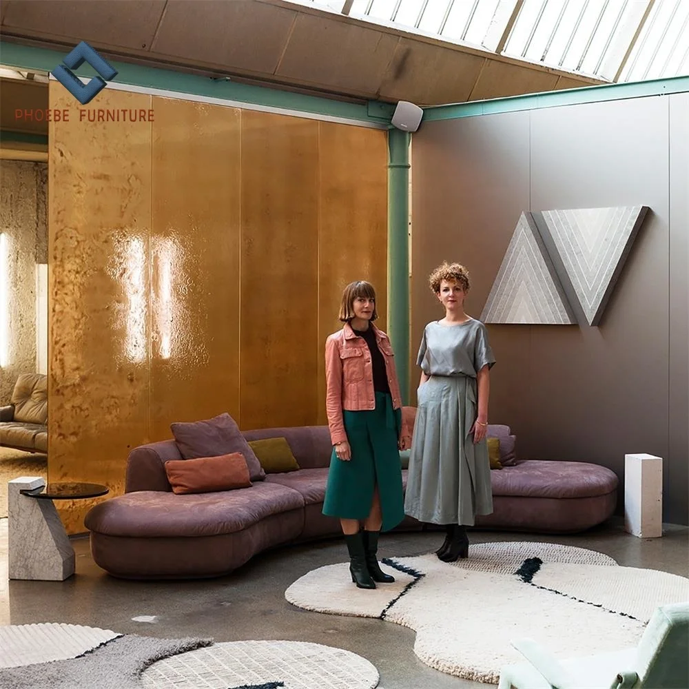 European sectional genuine leather half moon sofas living room made in guangdong