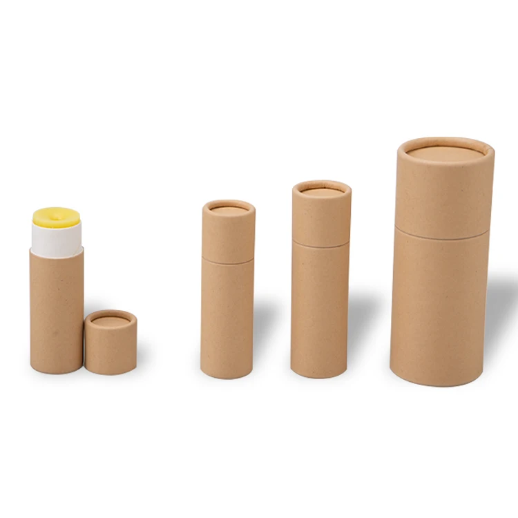 Biodegradable Empty Kraft Cardboard Push Up Deodorant Containers 2.00 Oz Paperboard Tubes Push Up Lip Balm Tube Box