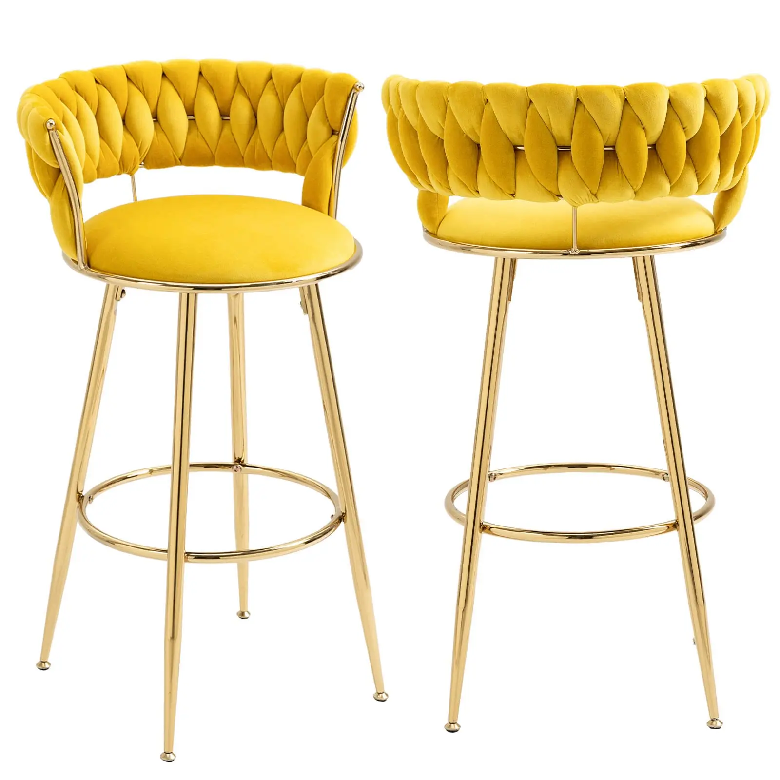 Kitchen Counter Pub Height Bar Stools With High-quality Back Foam With Upholstery And Footrest Counter Height Bar Chairs