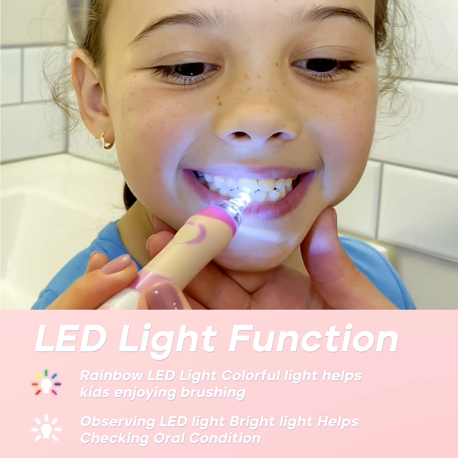 2024 OEM hot-selling SG977 kids cute LED electric toothbrush IPX7 Smart timer Battery-operated 4 Modes Observation Led