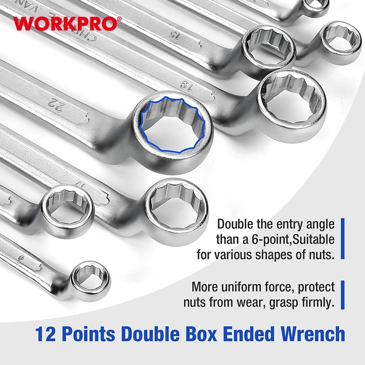 WORKPRO 8PC DOUBLE RING END WRENCH SET Spanner Set