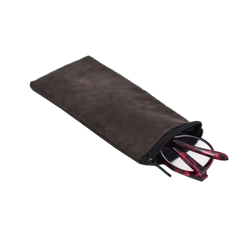 suede fabric eyeglasses case custom glasses pouch zipper glasses cases
